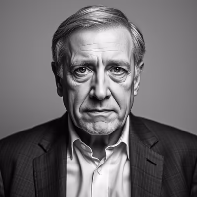 A solemn middle-aged man with gray hair, wearing a suit and looking directly at the camera.